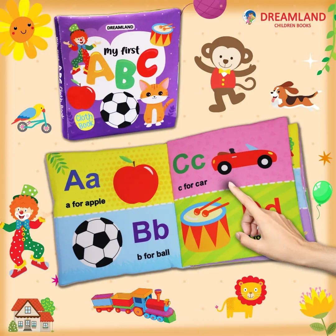 Intellibaby 6-Book Set – Soft Sensory Cloth Books for Babies, Crinkle Sound & Washable, Early Learning Themes Animals,Fruits,Numbers,Non-Toxic & Educator Recommended,Gift for Babies & Toddlers