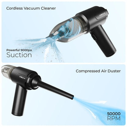 9000Pa Turbo Suction Cleaner | Cordless & Compact Design | Dual Function for Car, Home, Office & portable uses